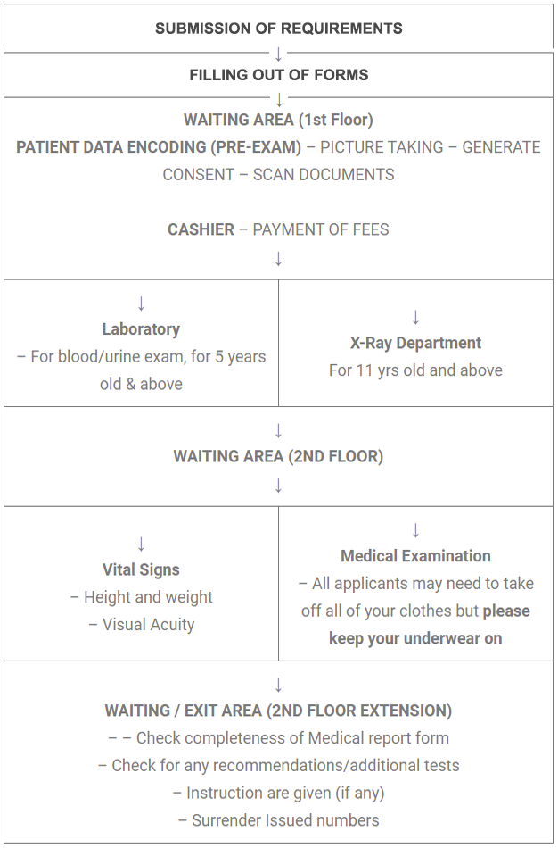 Working flow chart of Nationwide Health Systems Baguio, Inc.. The same steps are listed as text on this page.
